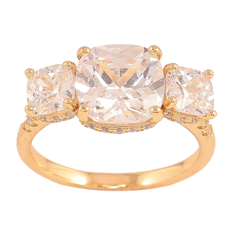 Каблучка Xuping колір Позолота 18K "Три кристали" фото №1