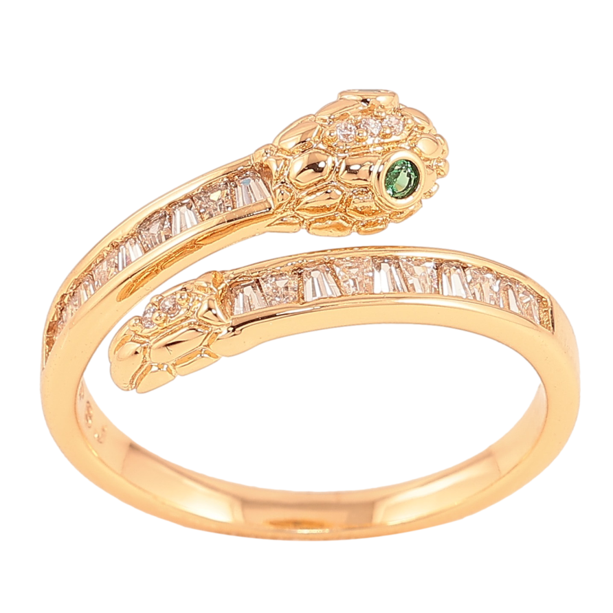 Каблучка Xuping колір Позолота 18K "Змія з кристалами" фото №1