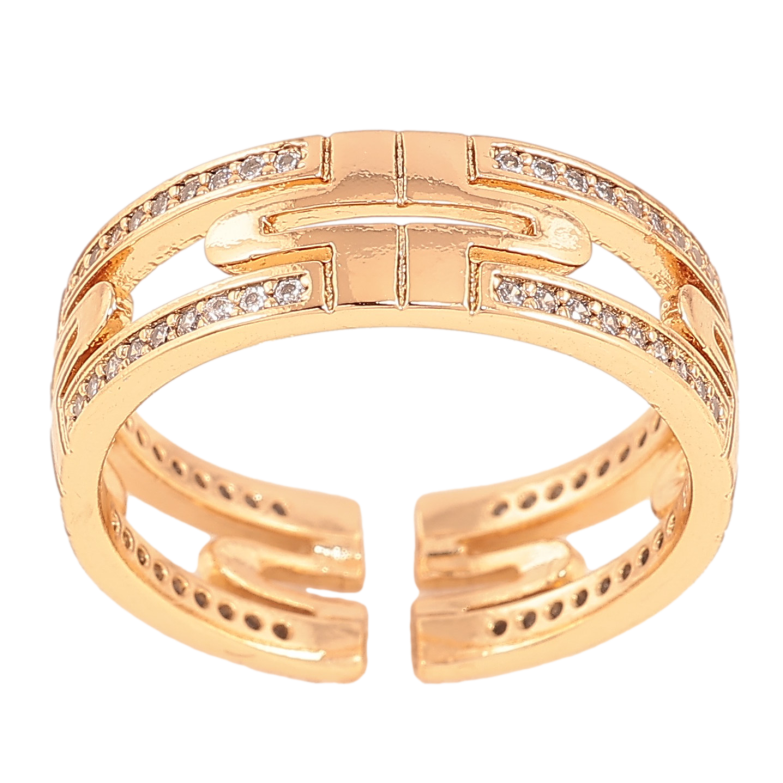 Каблучка Xuping колір Позолота 18K "Візерунок з кристалами" фото №1