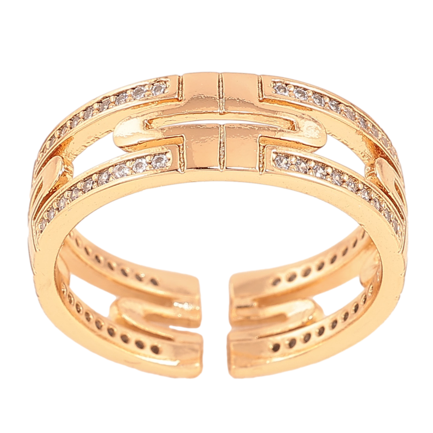 Каблучка Xuping колір Позолота 18K "Візерунок з кристалами" фото №1