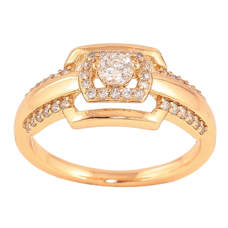 Каблучка Xuping колір Позолота 18K "Візерунок з кристалами" фото №8