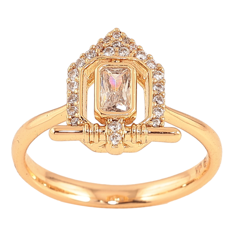 Каблучка Xuping колір Позолота 18K "Візерунок з кристалами" фото №1 Каблучка Xuping колір Позолота 18K "Візерунок з кристалами" фото №1