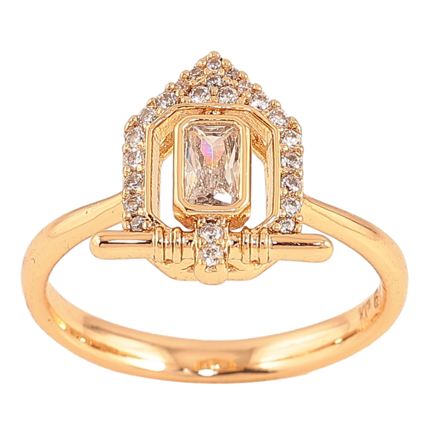 Каблучка Xuping колір Позолота 18K "Візерунок з кристалами" фото №1 Каблучка Xuping колір Позолота 18K "Візерунок з кристалами" фото №1