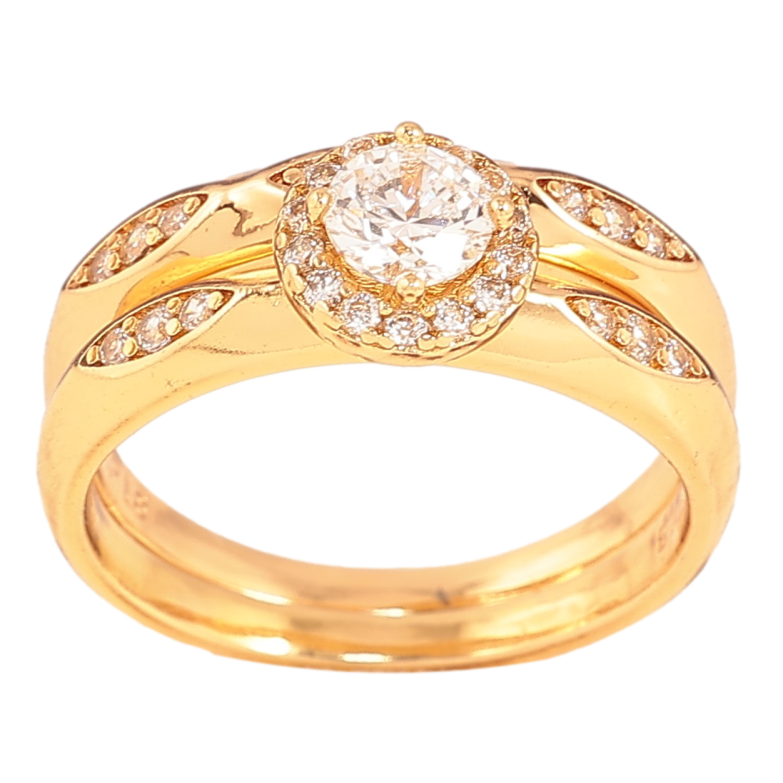 Кольцо Xuping цвет Позолота 18K "Двойное с узором кристаллами" фото №1 Кольцо Xuping цвет Позолота 18K "Двойное с узором кристаллами" фото №1