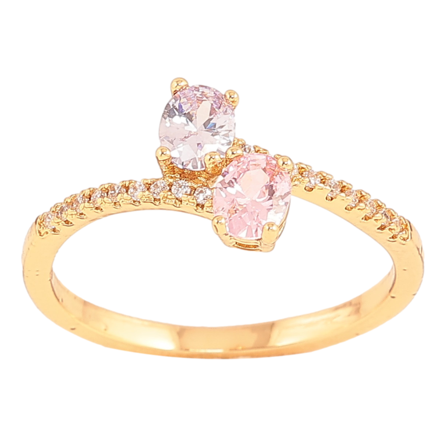 Каблучка Xuping колір Позолота 18K "Візерунок з бузково-рожевими кристалами" фото №1