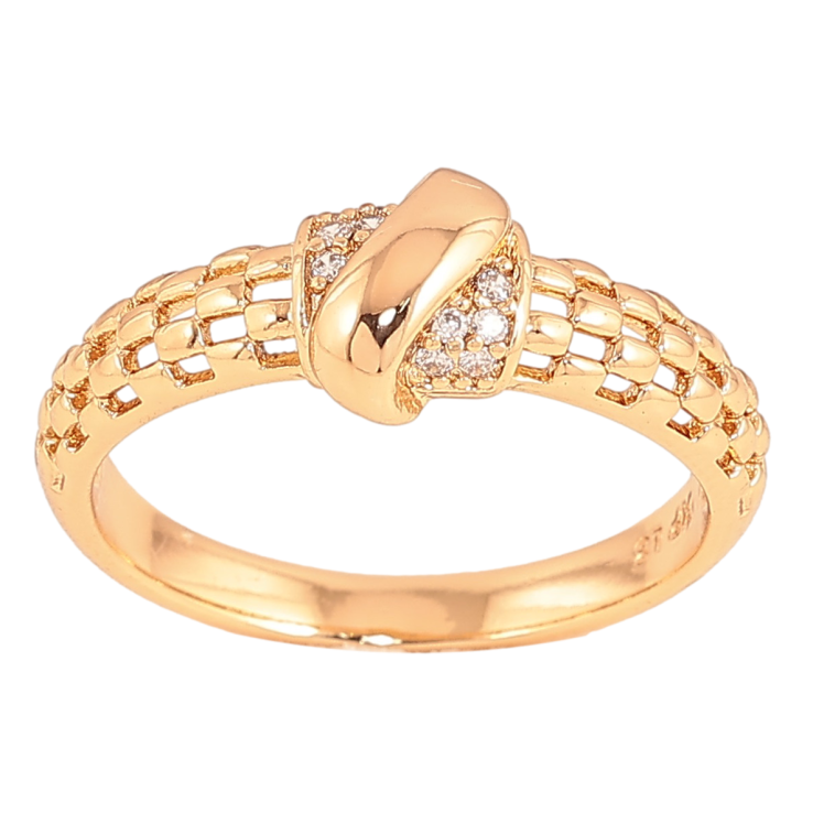 Каблучка Xuping колір Позолота 18K "Візерунок з кристалами" фото №3