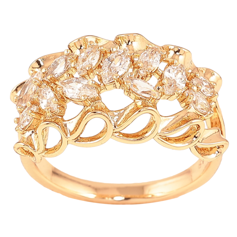 Каблучка Xuping колір Позолота 18K "Візерунок з кристалами" фото №1 Каблучка Xuping колір Позолота 18K "Візерунок з кристалами" фото №1