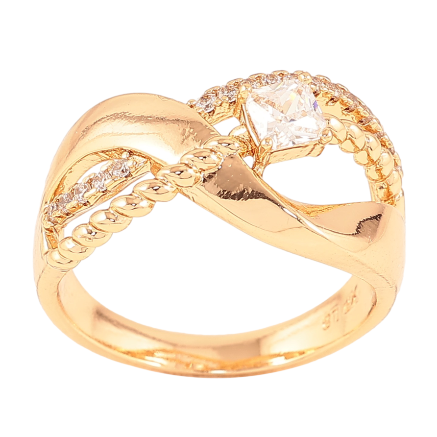 Кольцо Xuping цвет Позолота 18K "Узор с кристаллами" фото №1 Кольцо Xuping цвет Позолота 18K "Узор с кристаллами" фото №1