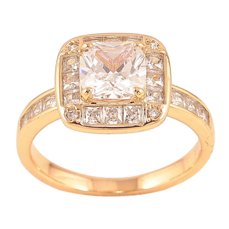 Каблучка Xuping колір Позолота 18K "Візерунок з кристалами" фото №2 Каблучка Xuping колір Позолота 18K "Візерунок з кристалами" фото №2