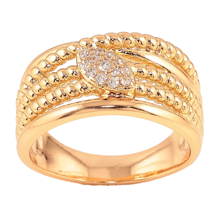 Кольцо Xuping цвет Позолота 18K "Узор с кристаллами"  фото №3
