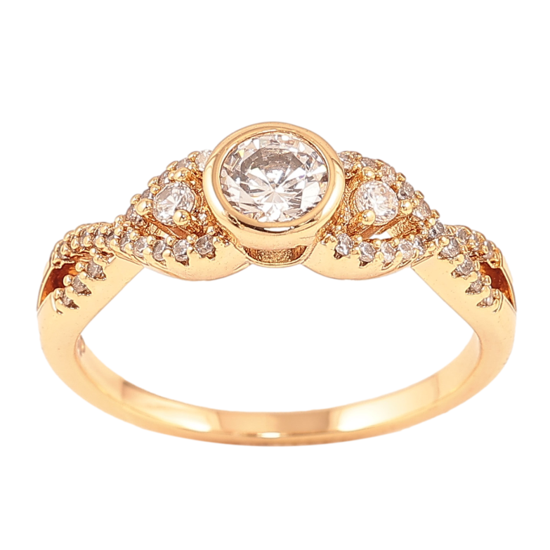 Каблучка Xuping колір Позолота 18K "Візерунок з кристалами" фото №1 Каблучка Xuping колір Позолота 18K "Візерунок з кристалами" фото №1