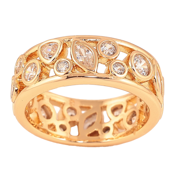 Кольцо Xuping цвет Позолота 18K "Узор с кристаллами" шир. 8мм фото №9 Кольцо Xuping цвет Позолота 18K "Узор с кристаллами" шир. 8мм фото №9