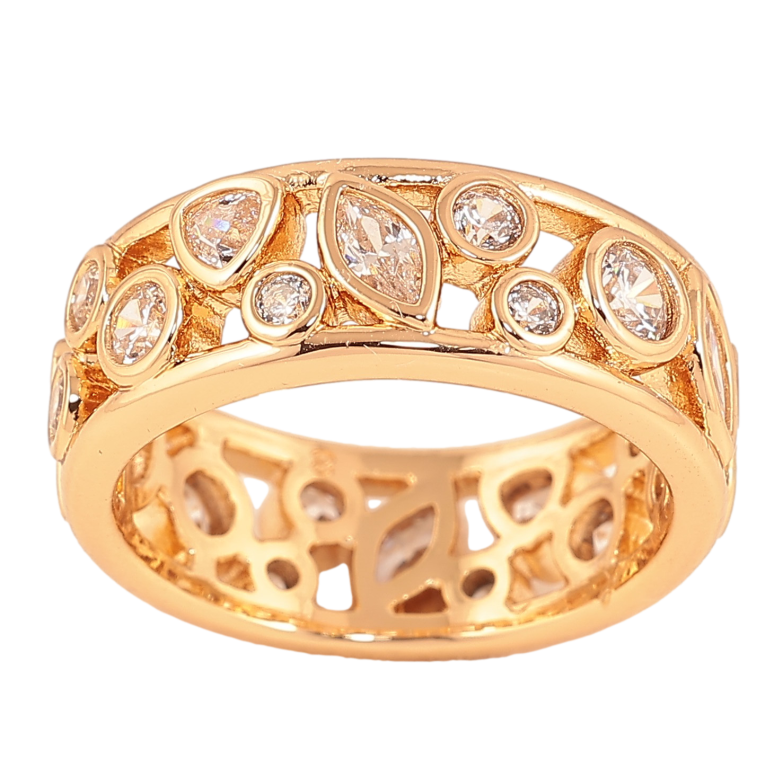Кольцо Xuping цвет Позолота 18K "Узор с кристаллами" шир. 8мм фото №1