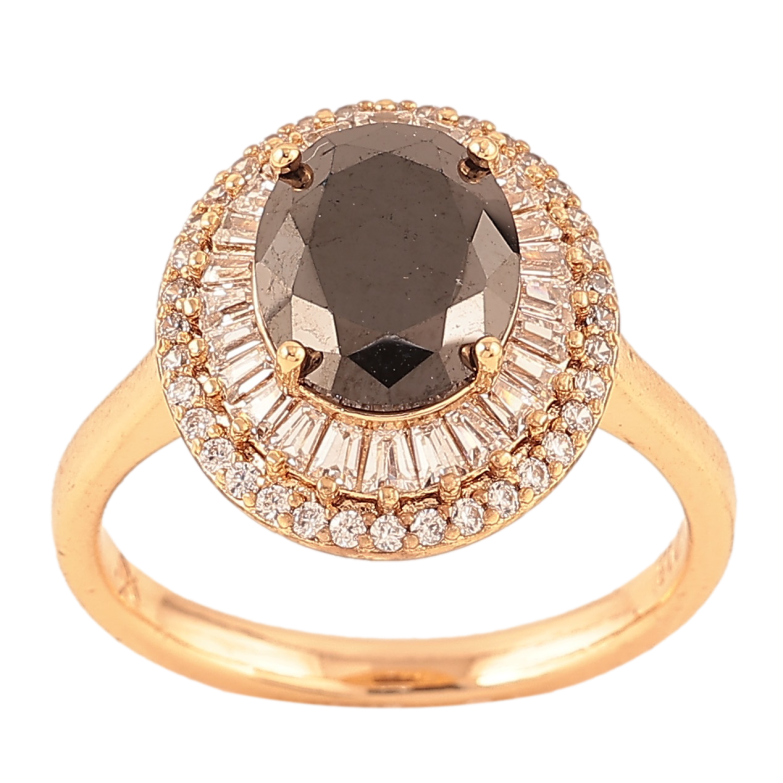 Каблучка Xuping колір Позолота 18K "Чорний кристал в обрамленні" фото №1