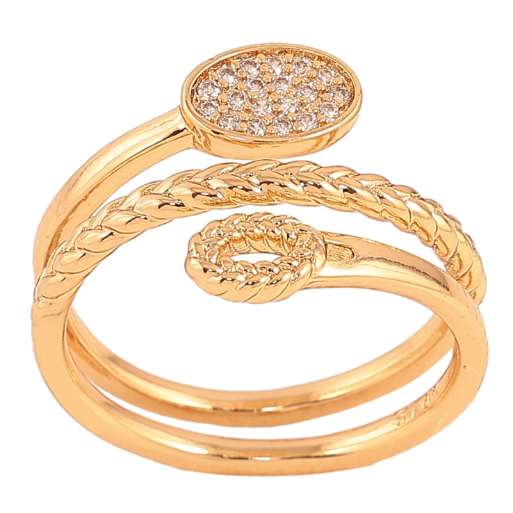 Кольцо Xuping цвет Позолота 18K "Узор косичка с кристаллами"  фото №22