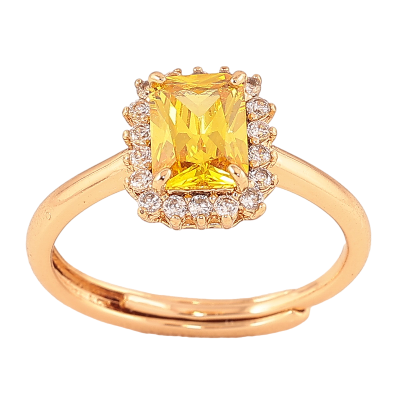 Кольцо Xuping цвет Позолота 18K "Желтый кристалл в обрамлении"  фото №1