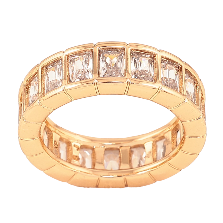 Каблучка Xuping колір Позолота 18K "Доріжка кристалів" шир. 7мм фото №1