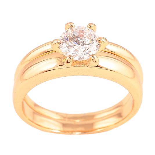 Кольцо Xuping цвет Позолота 18K "Двойное с кристаллом" ø 6мм фото №1 Кольцо Xuping цвет Позолота 18K "Двойное с кристаллом" ø 6мм фото №1