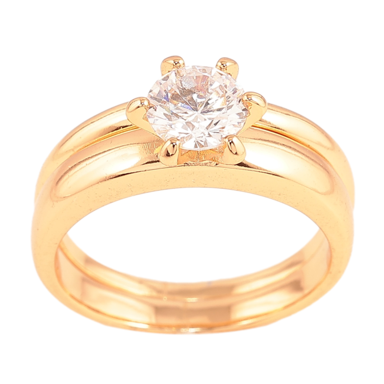 Кольцо Xuping цвет Позолота 18K "Двойное с кристаллом" ø 6мм фото №1