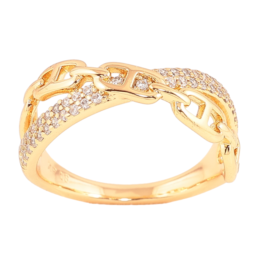 Каблучка Xuping колір Позолота 18K "Візерунок ланцюжок з кристалами" фото №1 Каблучка Xuping колір Позолота 18K "Візерунок ланцюжок з кристалами" фото №1