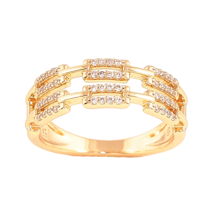 Каблучка Xuping колір Позолота 18K "Візерунок з кристалами" фото №1