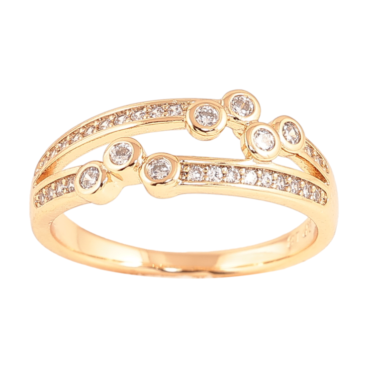 Каблучка Xuping колір Позолота 18K "Візерунок з кристалами" фото №25