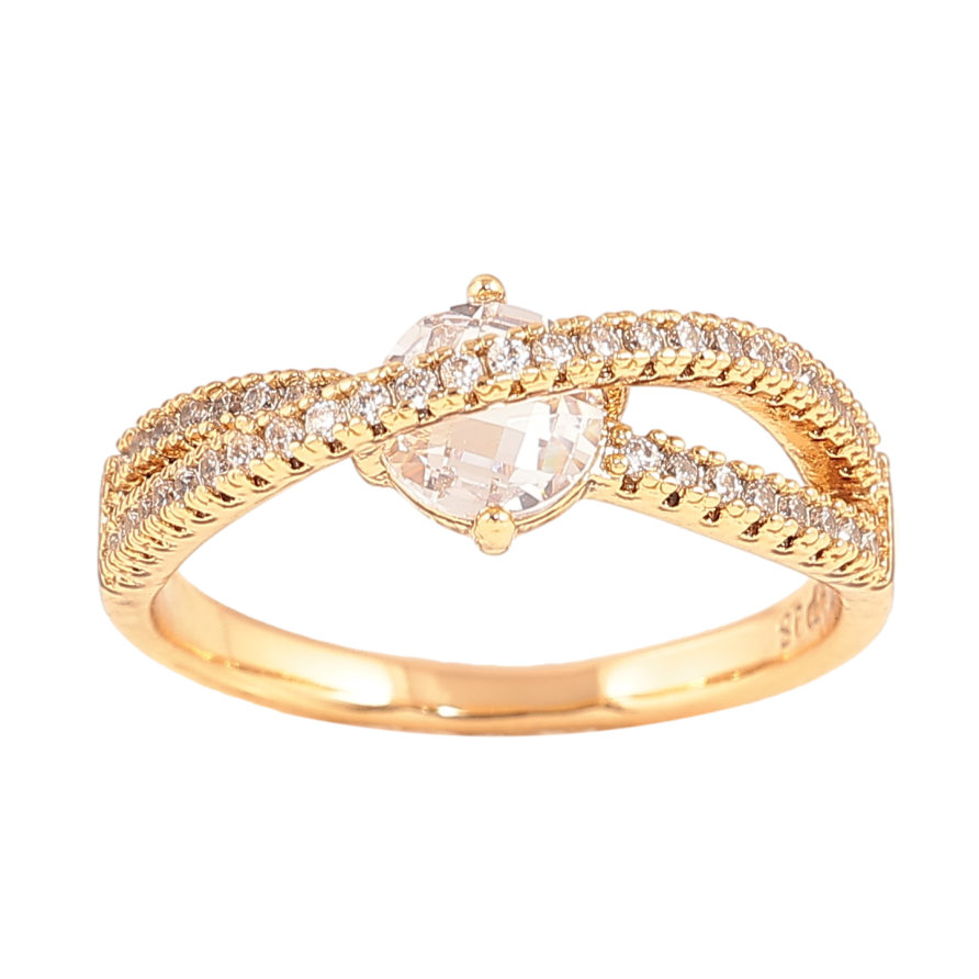 Каблучка Xuping колір Позолота 18K "Візерунок з кристалами" фото №1