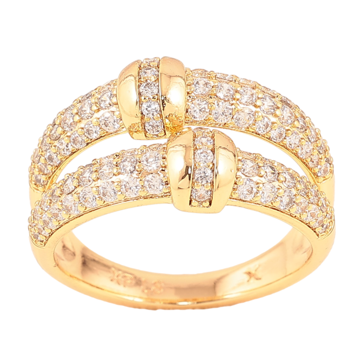 Каблучка Xuping колір Позолота 18K "Візерунок з кристалами" фото №4 Каблучка Xuping колір Позолота 18K "Візерунок з кристалами" фото №4