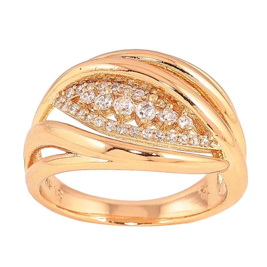 Каблучка Xuping колір Позолота 18K "Візерунок з кристалами" фото №1