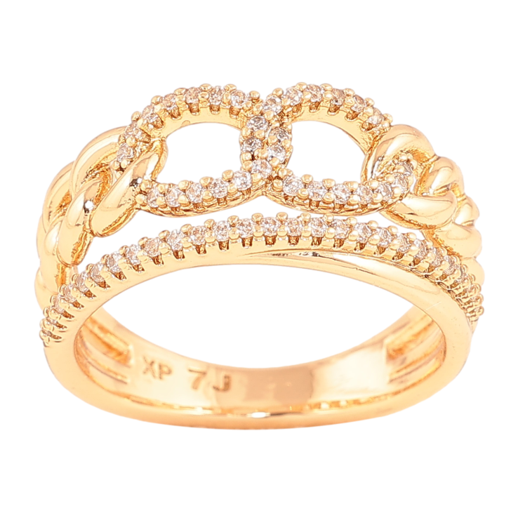 Каблучка Xuping колір Позолота 18K "Візерунок ланцюжок з кристалами" фото №9