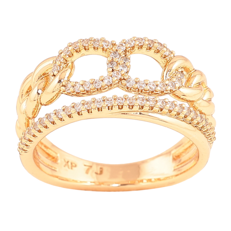 Кольцо Xuping цвет Позолота 18K "Узор цепочка с кристаллами" фото №1