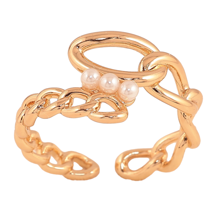 Кольцо Xuping цвет Позолота 18K "Узор цепочка с жемчужинами" фото №25