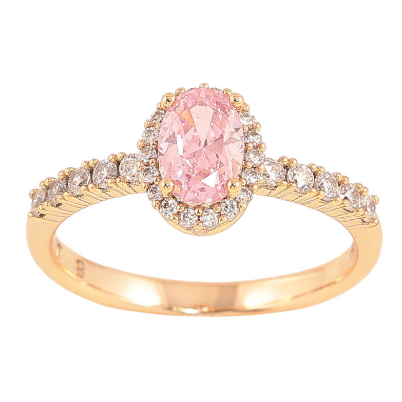 Каблучка Xuping колір Позолота 18K "Візерунок з рожевими кристалами" фото №2