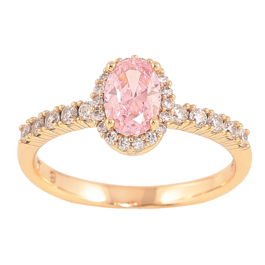 Каблучка Xuping колір Позолота 18K "Візерунок з рожевими кристалами" фото №1