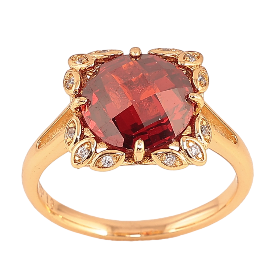 Каблучка Xuping колір Позолота 18K "Візерунок з червоним кристалом" фото №1