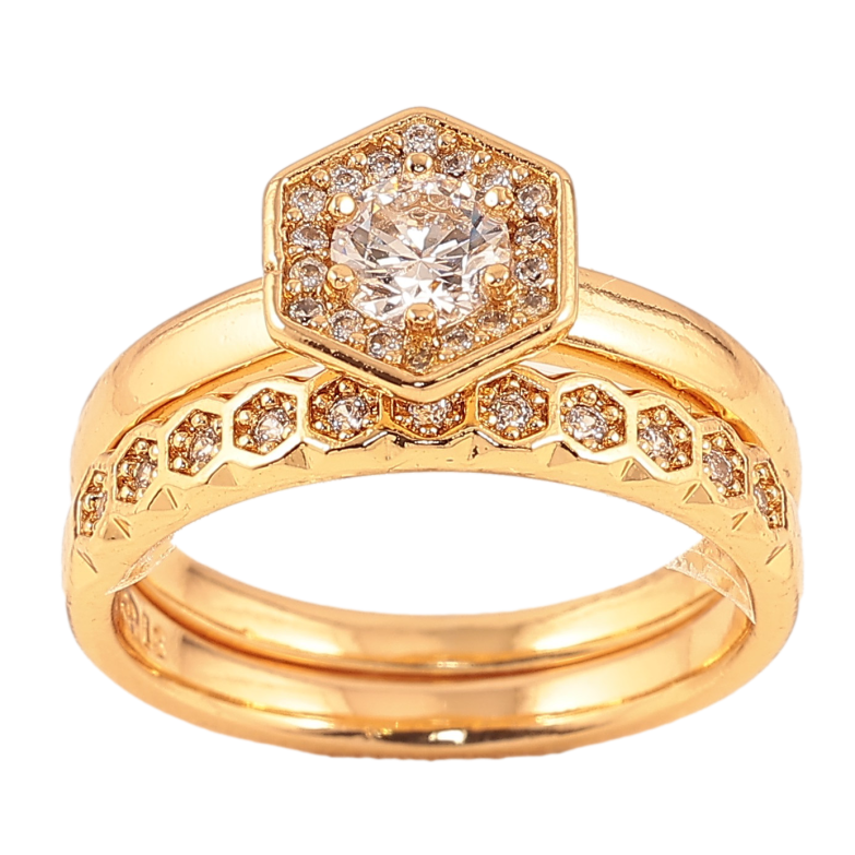 Кольцо Xuping цвет Позолота 18K "Двойное с узором кристаллами" фото №1 Кольцо Xuping цвет Позолота 18K "Двойное с узором кристаллами" фото №1
