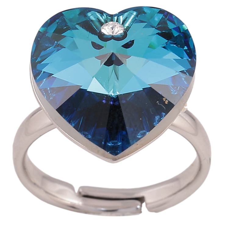 Каблучка Xuping колір Родій із кр-ми Swarovski "Кристальне серце Metallic Blue" фото №4 Каблучка Xuping колір Родій із кр-ми Swarovski "Кристальне серце Metallic Blue" фото №4