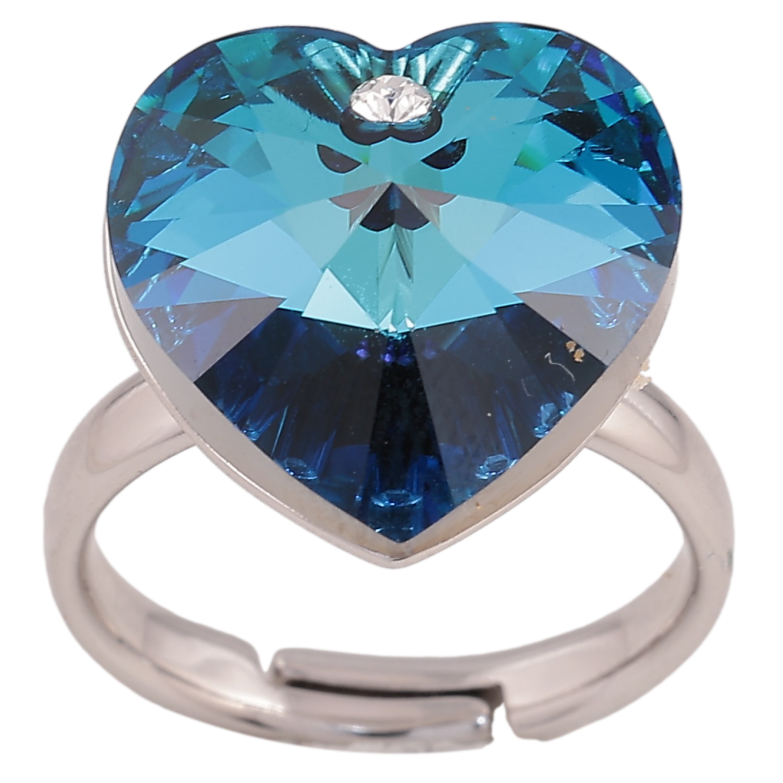 Кольцо Xuping цвет Родий с кр-ми Swarovski "Кристальное сердце Metallic Blue" фото №3 Кольцо Xuping цвет Родий с кр-ми Swarovski "Кристальное сердце Metallic Blue" фото №3
