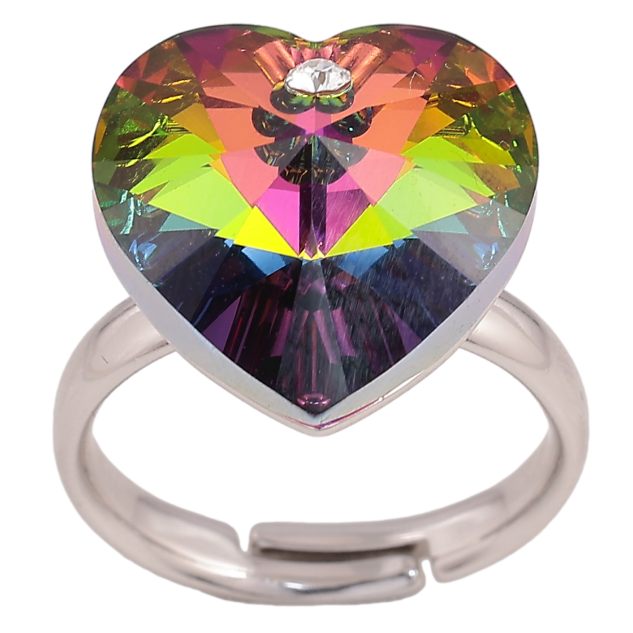 Каблучка Xuping колір Родій із кр-ми Swarovski "Кристальне серце Vitrail Medium" фото №1 Каблучка Xuping колір Родій із кр-ми Swarovski "Кристальне серце Vitrail Medium" фото №1