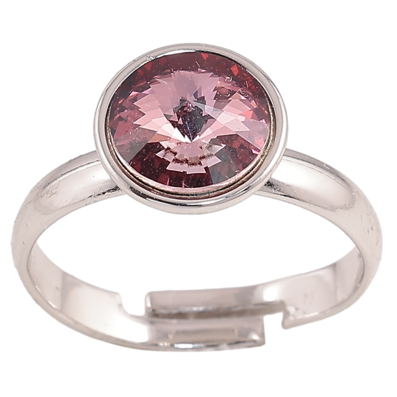 Кольцо Xuping цвет Родий с кристаллами Swarovski "Кристалл Amethyst ø 10мм" фото №1