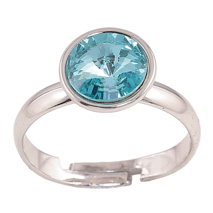 Каблучка Xuping колір Родій із кристалами Swarovski "Кристал Light Turquoisel ø 10мм" фото №1