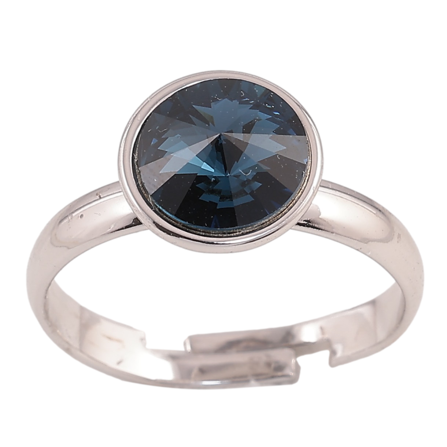 Каблучка Xuping колір Родій із кристалами Swarovski "Кристал Montana ø 10мм" фото №1