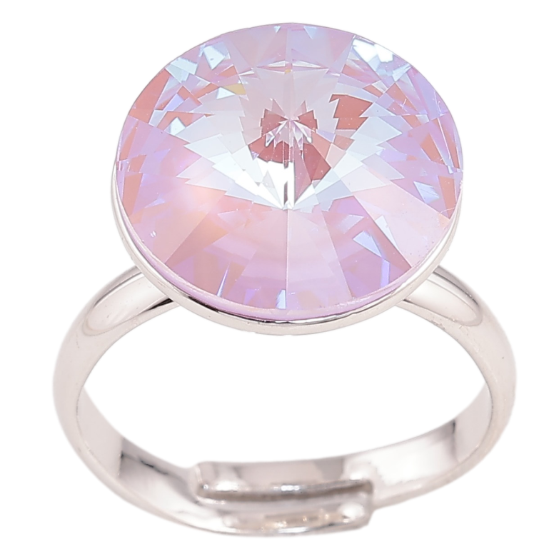 Каблучка Xuping колір Родій із кристалами Swarovski "Кристал Lavender Delite, ø 14мм" фото №2