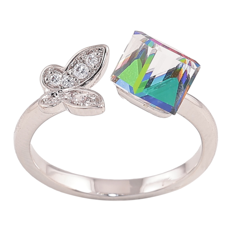 Каблучка Xuping колір Родій із кристалами Swarovski "Кристал Vitrail Medium з метеликом" фото №5