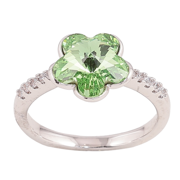 Каблучка Xuping колір Родій із кристалами Swarovski "Кристальна квіточка Peridot" фото №10 Каблучка Xuping колір Родій із кристалами Swarovski "Кристальна квіточка Peridot" фото №10