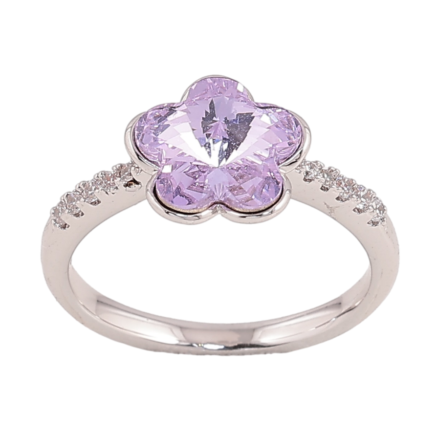 Каблучка Xuping колір Родій із кристалами Swarovski "Кристальна квіточка Tanzanite" фото №1