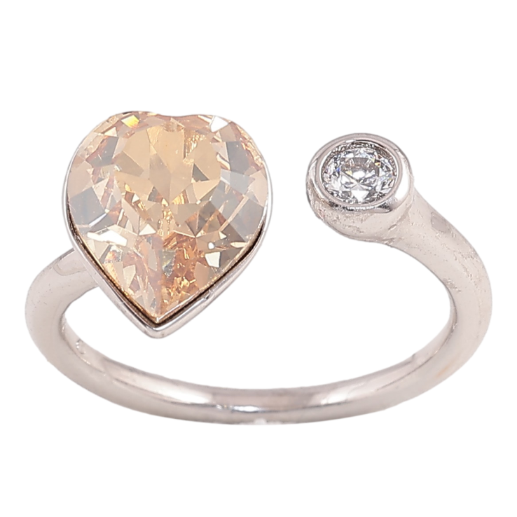 Каблучка Xuping колір Родій із кристалами Swarovski "Кристальне серце Golden Shadow" фото №6 Каблучка Xuping колір Родій із кристалами Swarovski "Кристальне серце Golden Shadow" фото №6