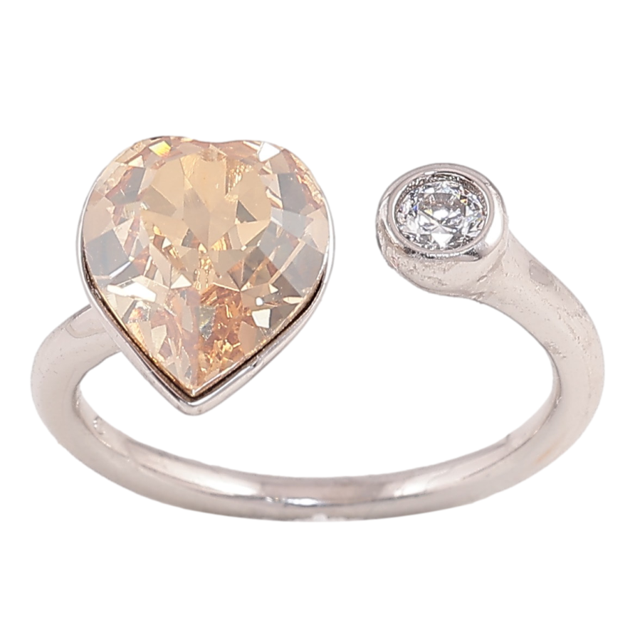 Каблучка Xuping колір Родій із кристалами Swarovski "Кристальне серце Golden Shadow" фото №1