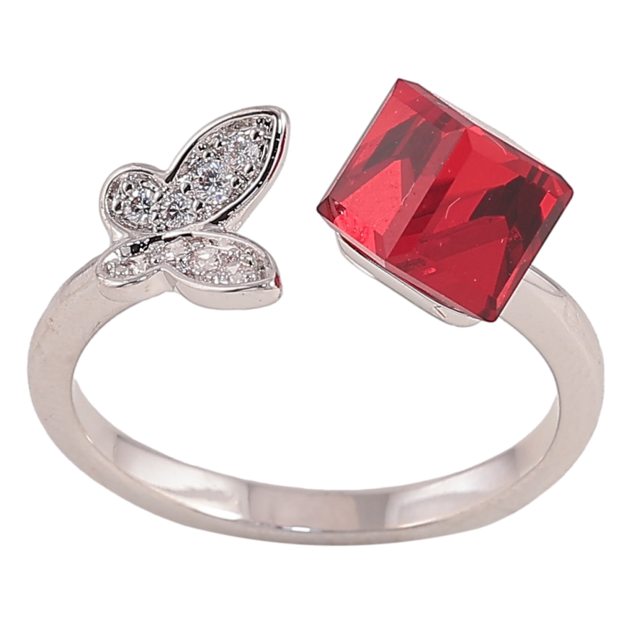 Каблучка Xuping колір Родій із кристалами Swarovski "Метелик із кристалом Siam" фото №1