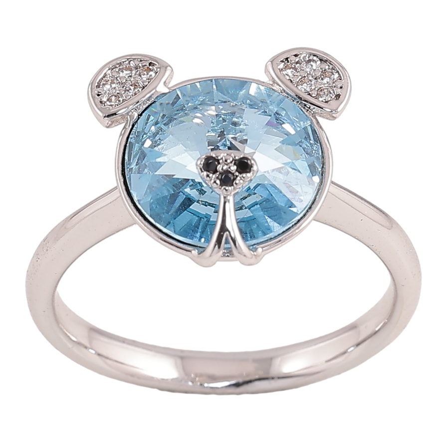 Каблучка Xuping колір Родій із кристалами Swarovski "Ведмедик кристал Aquamarine" фото №1 Каблучка Xuping колір Родій із кристалами Swarovski "Ведмедик кристал Aquamarine" фото №1